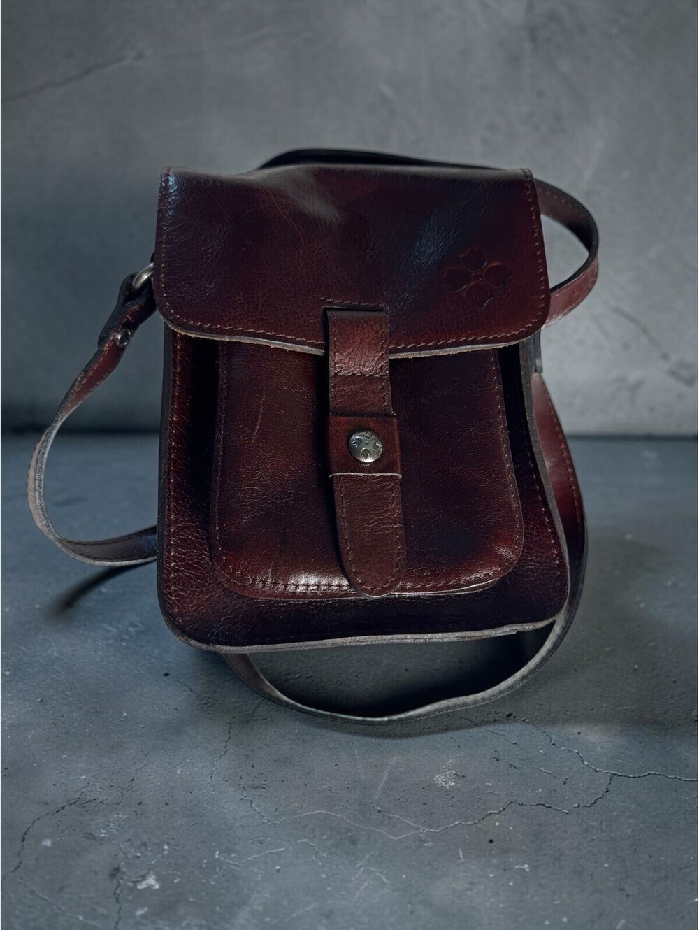 Patricia Nash Lari Oxblood Red Leather Crossbody Satchel Purse
